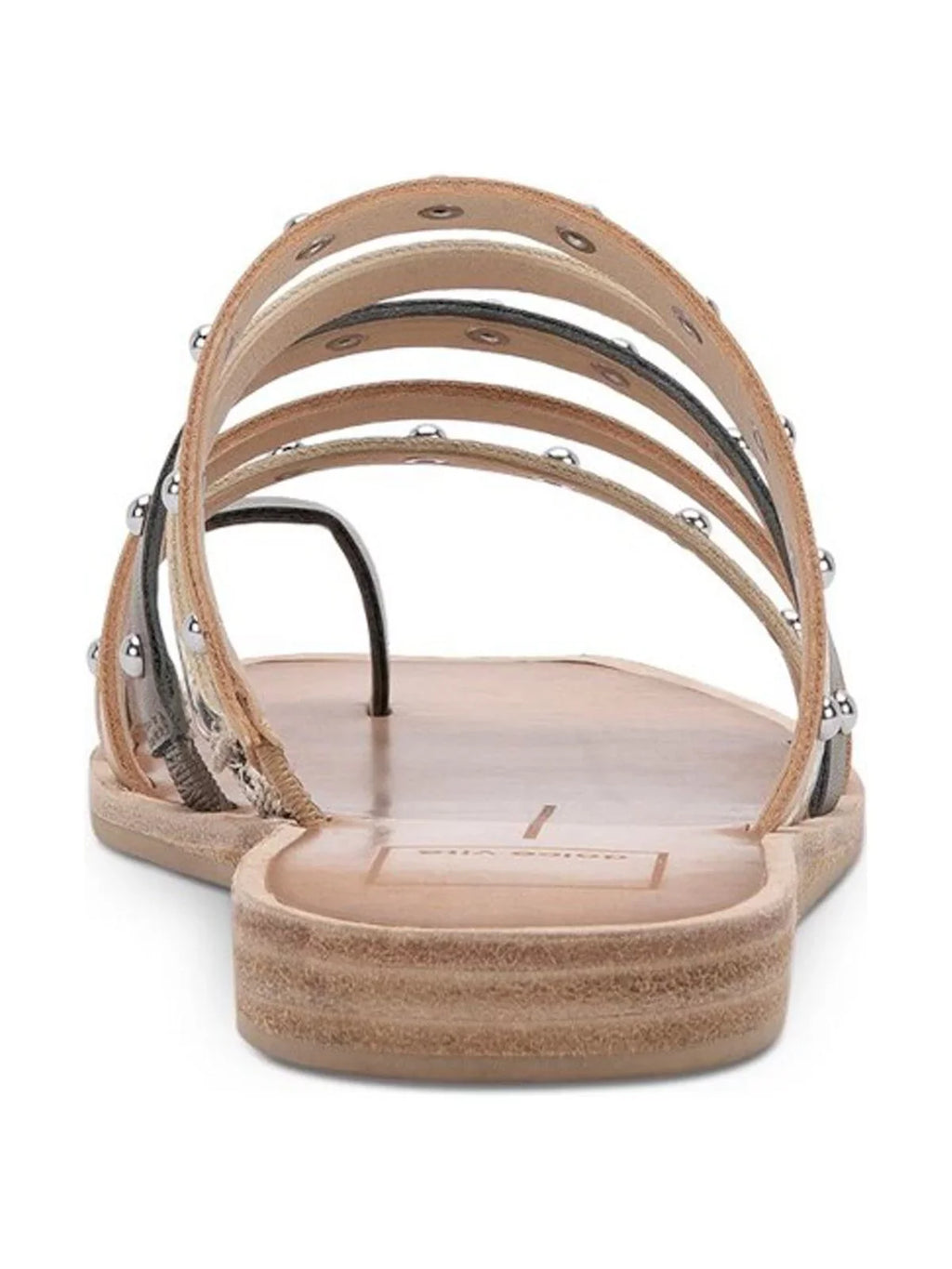 DOLCE VITA Womens Beige Snake Toe-Loop Strappy Studded Kaylee Square Toe Wedge Slip On Slide Sandals Shoes 6.5 M