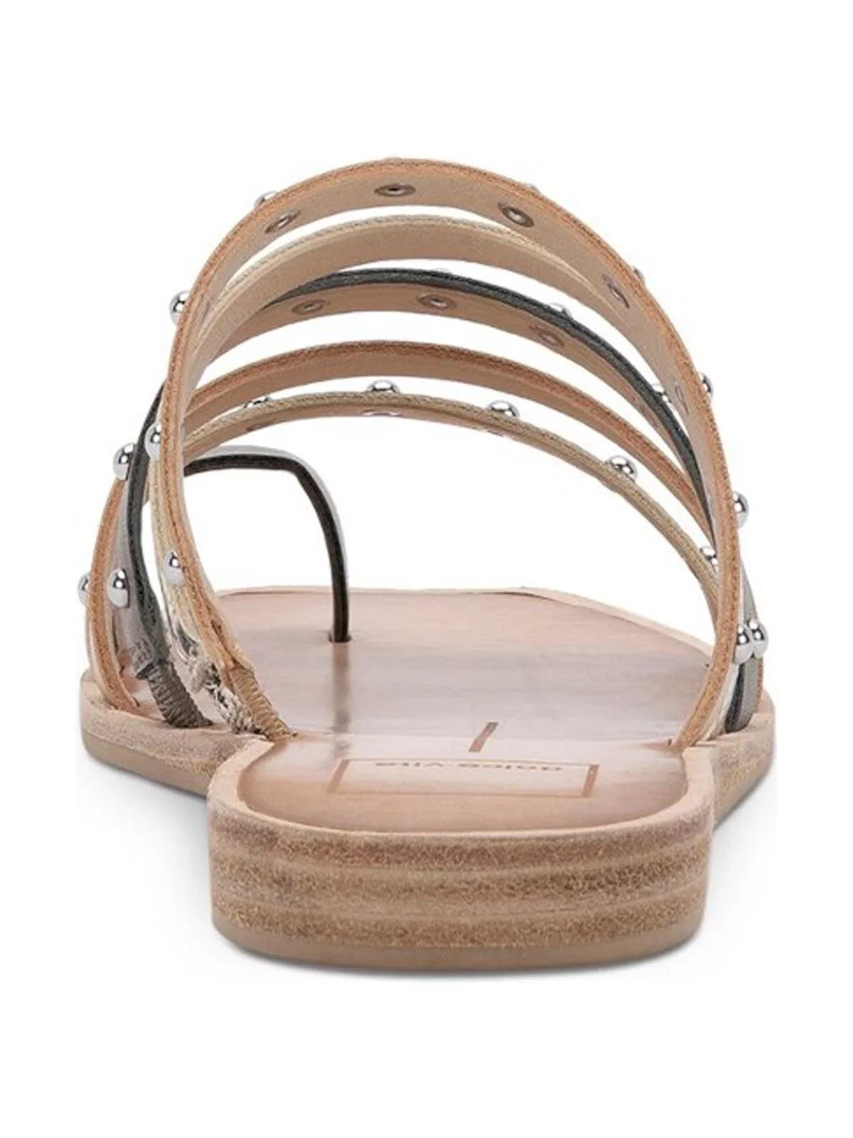 DOLCE VITA Womens Beige Snake Toe-Loop Strappy Studded Kaylee Square Toe Wedge Slip On Slide Sandals Shoes 6.5 M