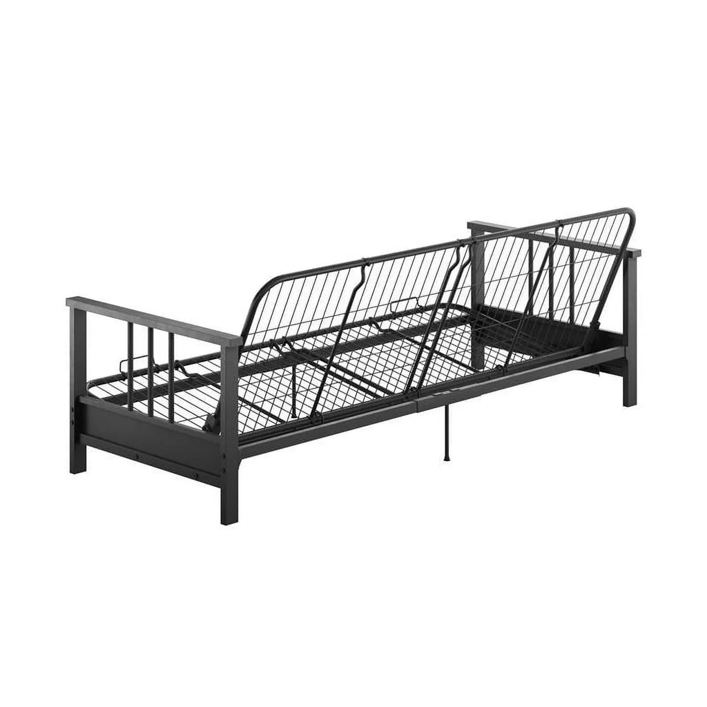 DHP Tallie Full Metal Arm Futon with 6" Thermobonded Black Microfiber Mattress