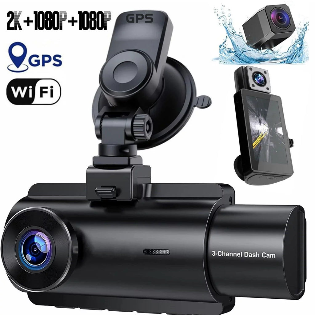 3 Lens Cars True 4K Dual Dash Camera Front & Rear WiFi&GPS Track Video Recorder