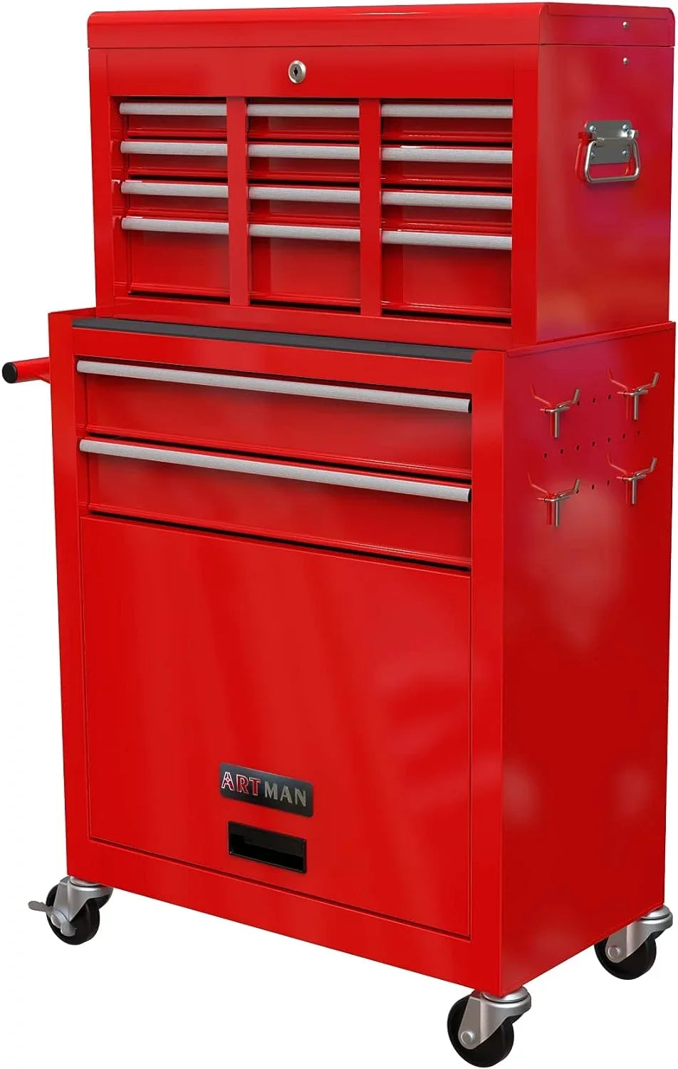 LoLado 8 Drawer Rolling Tool Chest with Wheels, High Capacity Tool Storage Cabinet & Tool Box Cart, Lockable Rolling Tool Chest with Drawers, Toolbox Organizer for Garage Warehouse Workshop - Red