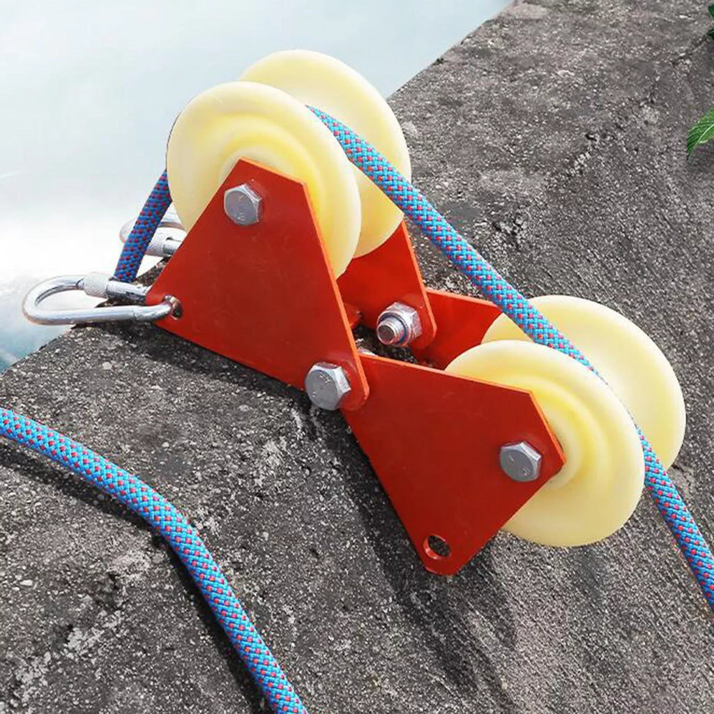 Outdoor Rock Climbing Hiking Mountaineering Abseiling Descending Double Rope Wheels Wear-Resistant Accessories