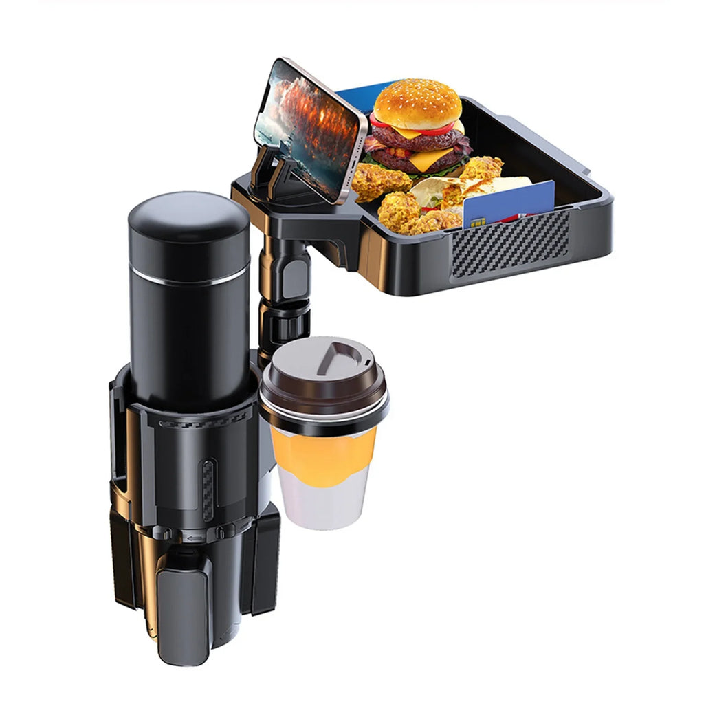 Anself Multifunctional Car Drink Phone Holders Snack Tray Expander, Adjustable Car Cup Holder with Dual Holder, Convenient for Traveling and Ridesharing