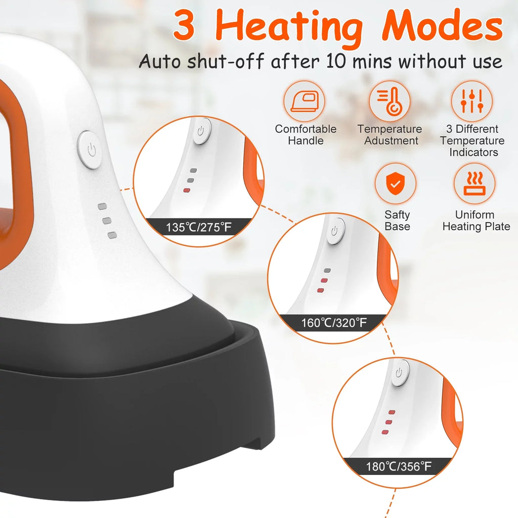 Mini Heat Press Machine 7" * 3.8" in Portable Iron Heat Transfer Machine with Fast Heating for T-Shirt Clothes Hat Bags, Orange