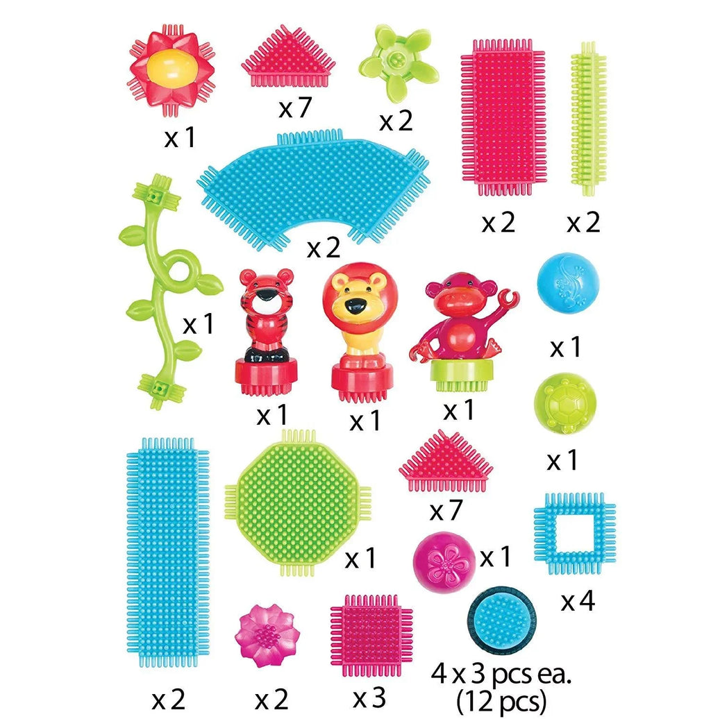 Bristle Blocks by Battat - The Official Bristle Blocks - 54Piece Jungle Adventures In A Tube - STEM Toys 3D Sensory Toy Blocks for Kids - Building Toys for Creativity & Dexterity - 2 Yr