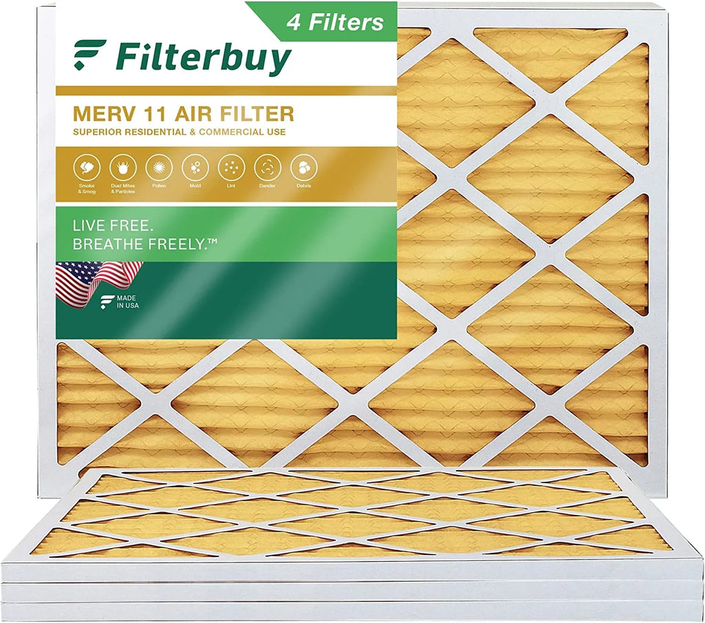 Filterbuy 20x24x1 MERV 11 Pleated HVAC AC Furnace Air Filters (4-Pack)