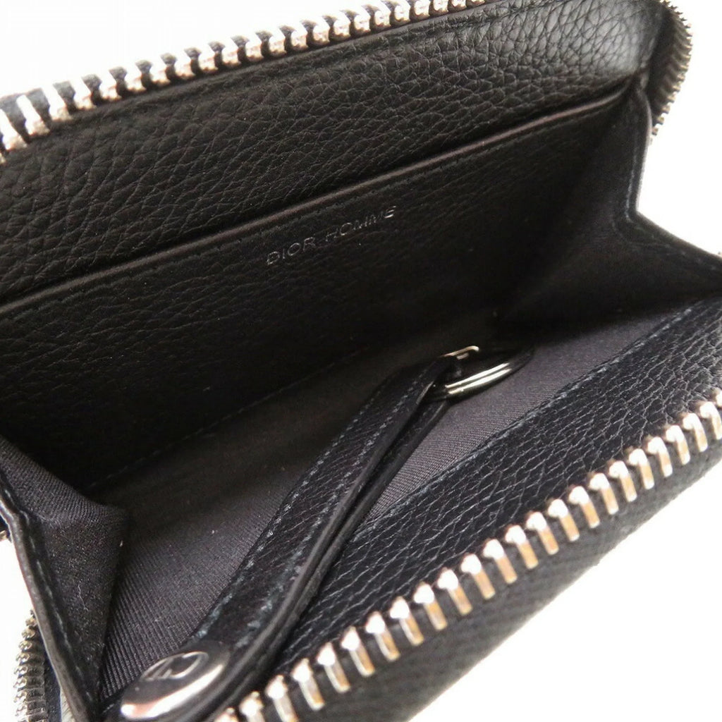 Pre-Owned Dior Homme Leather Black Men's Round Coin Case (Good)