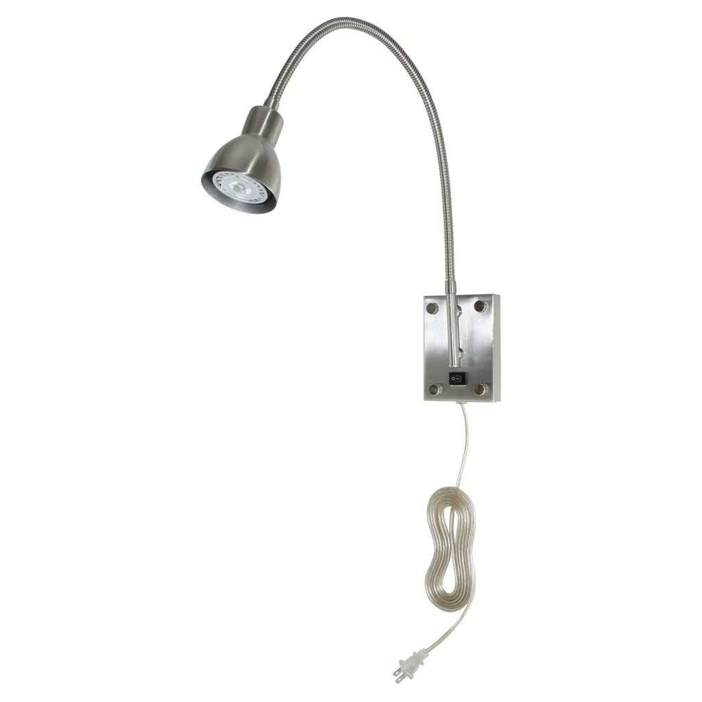 Cal Lighting 3.5" LED Gooseneck Long-lasting Metal Wall Reading Lamp in Silver