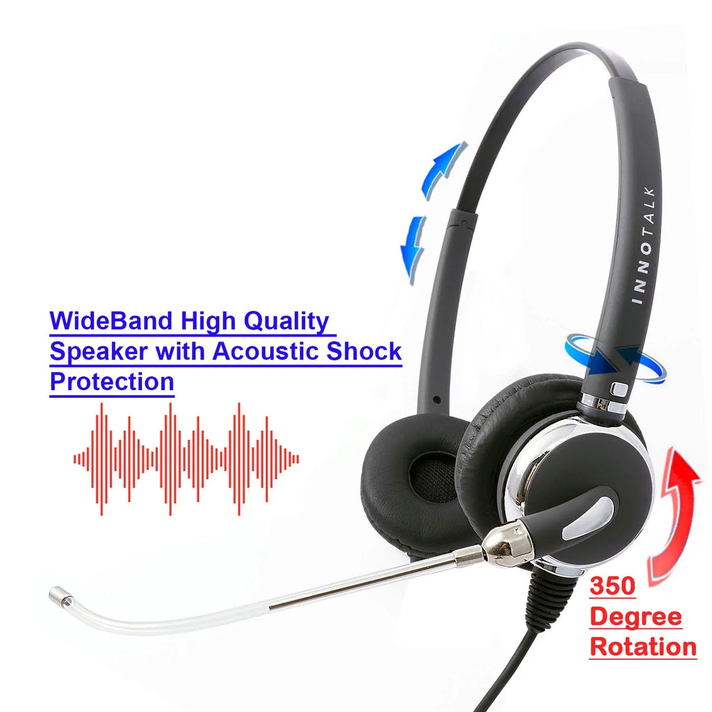 Desk Phone Headset for Cisco - Voice Tube Mic Binaural Headset with RJ9 Cisco Headset Adapter