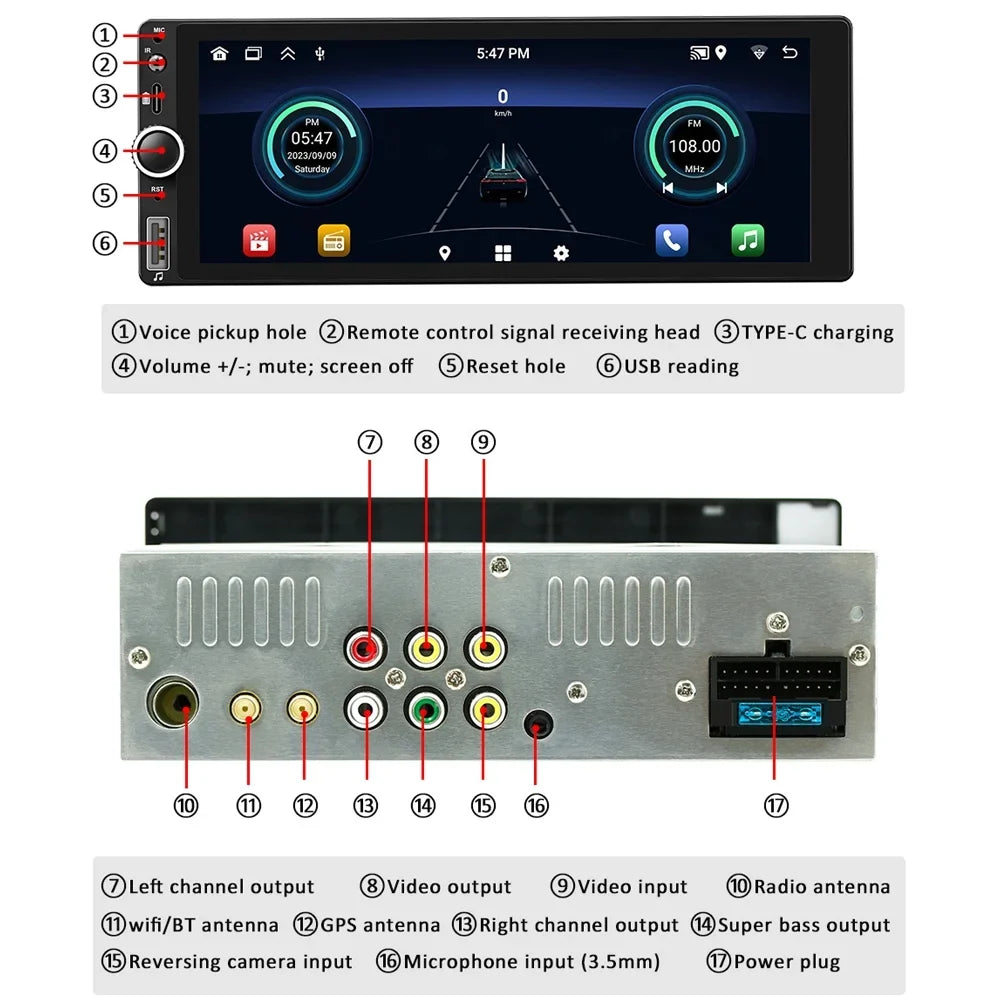 GoolRC Car GPS navigator,13 Car Auto Support Android Auto Stereo 6.86 Inch 13 Radio Rear Camera Wifi/bt Android Car Wifi/bt Android 13 Car Stereo Auto Wifi/bt Radio Mirror 6.86 Inch Mirror Link Buzhi