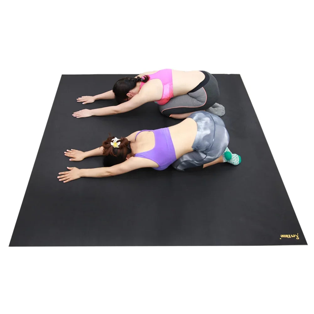 RevTime Super Large Exercise Mat 6 x 6 Feet (72"x72"x1/8") Heavy Duty Cardio Mat For Home Workouts Gym Black