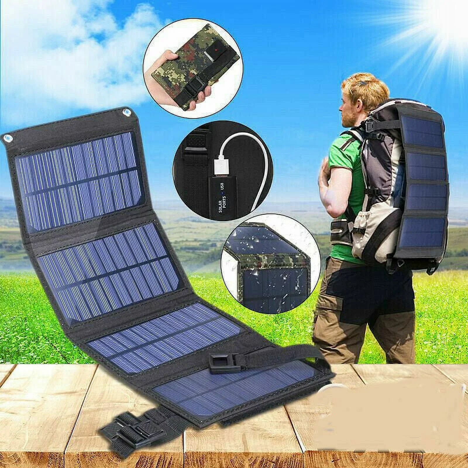 MDHAND 80W Solar Panel Foldable Suitable for Portable Power Station, iPhone, Ipad, Mobile pc USB Port, Suitable for Outdoor Camping Caravan RV Travel