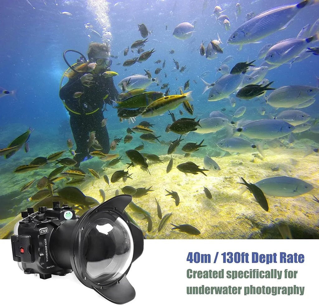 Seafrogs [40M/130FT] Liquid Housing Fluid Case w/ 6 Inch Dome Port Kit for A7R IV A7R4 ILCE-7R IV Compatible with FE 16-35mm F/4 28-70mm F3.5-5.6, 12-24mm F4 G Lens-Black