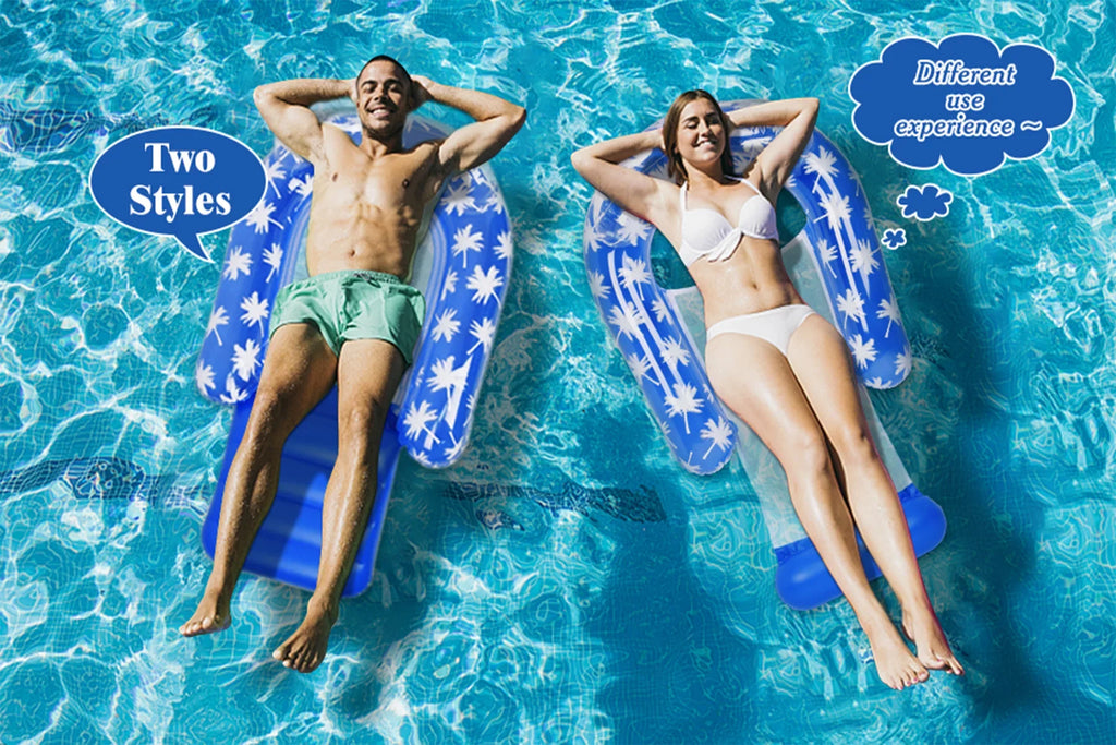 2 Pack Inflatable Pool Chair Float for Adults with Headrest Comfortable Contour Design Perfect for Relaxation, Pool Parties, and Beach Lounging