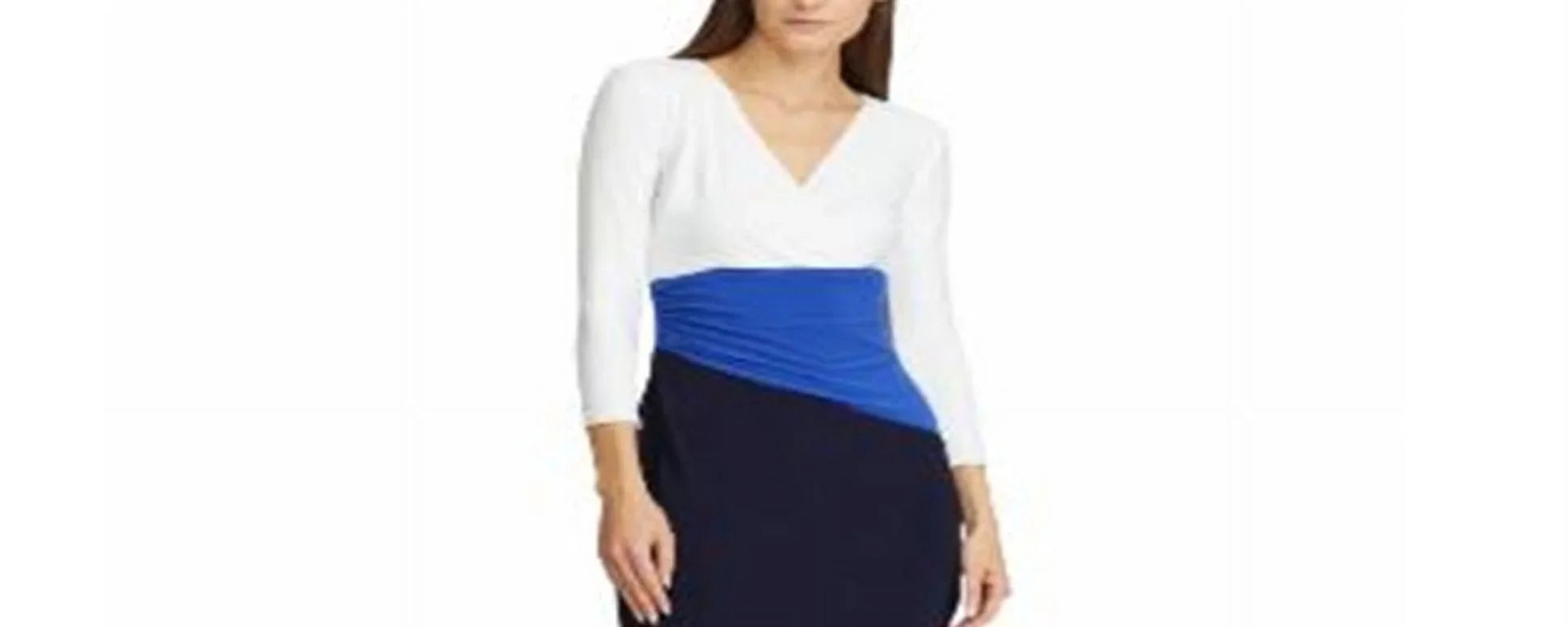 Ralph Lauren Women's Color Blocked Jersey Dress Blue Size 10