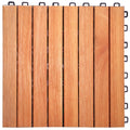 ALK Brands - Patio Outdoor Hardwood 8 Slats Interlocking Deck Tiles, 10 PK
