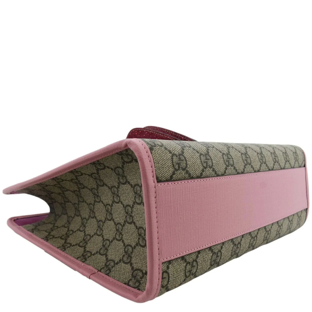Pre-owned GUCCI Kids Strawberry GG Supreme Canvas Tote Bag Beige 630589
