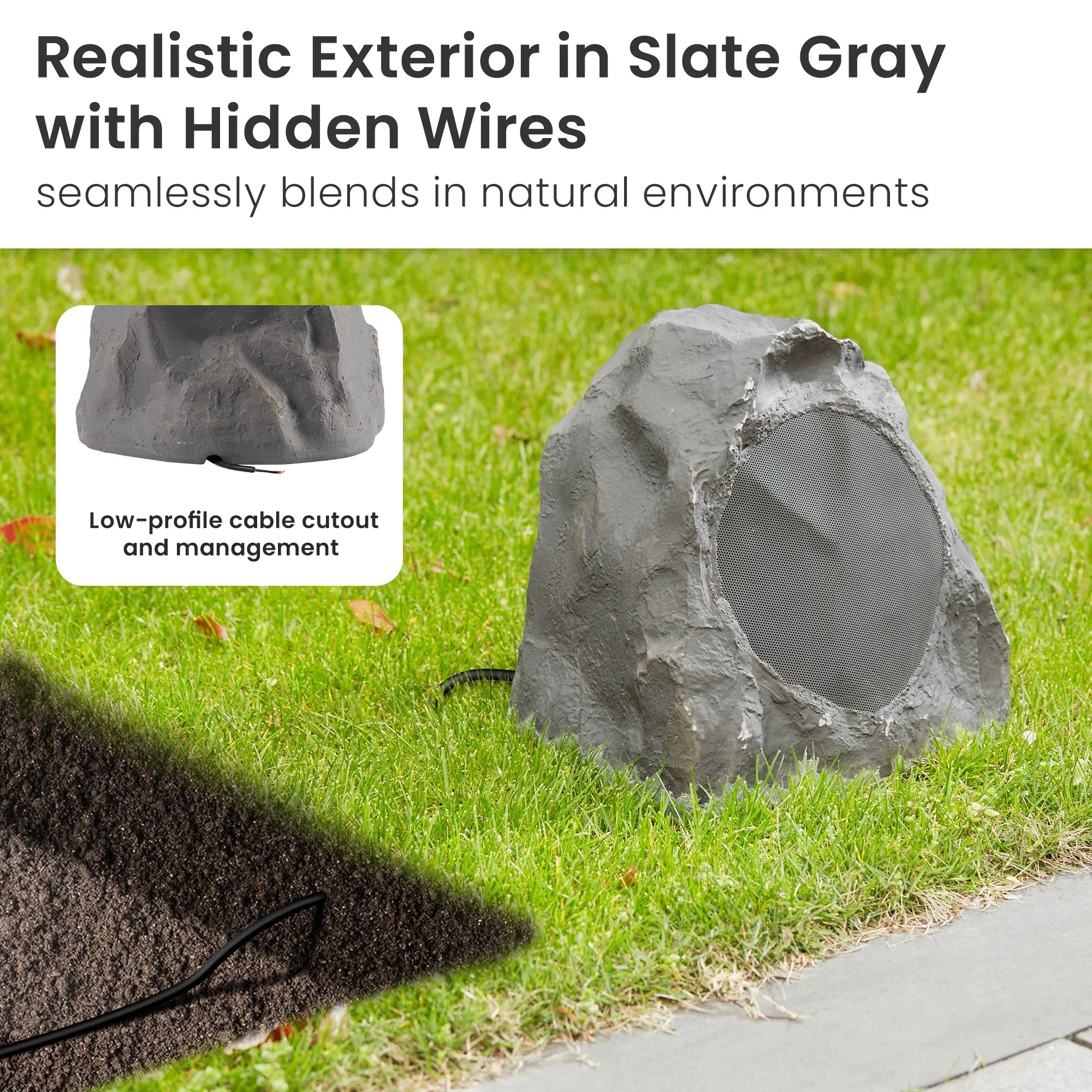 Theater Solutions 12R8SG Outdoor Slate 8" Rock 12 Speaker Set for Deck Pool Spa Yard Garden