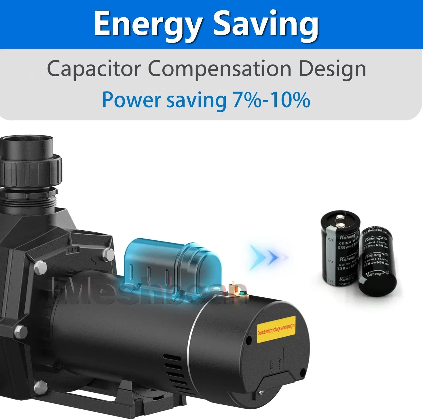 iMeshbean In-ground Swimming Pool Pump, 1.5HP Motor 110V-230V, 6000GPH, Head Max 69FT, for Above Ground Swimming Pool and Inground Pool Liquid Circulation, w/ Strainer Basket