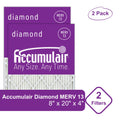 Accumulair Diamond 8x20x4 MERV 13 Air/Furnace Filters (2 pack)