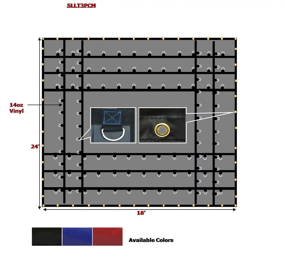 24' x 18' Black Steel Tarp for Heavy Duty Truck Cargo - 14 Oz Vinly Lightweight Flatbed Tarps with 8' Drop - Liquid Tarp for Trailers to Protect Cargo from Wind, Rain, Snow and Sun