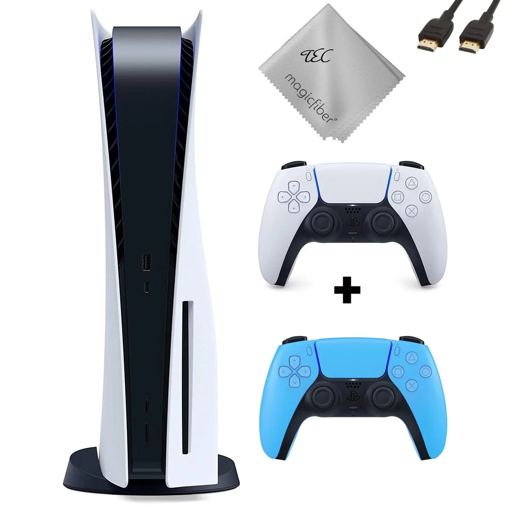 TEC PlayStation_PS5 Gaming Console (Disc Version) with One Extra Controller Bundle