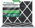 Filterbuy 14x18x1 MERV 8 Odor Eliminator Pleated HVAC AC Furnace Air Filters with Activated Carbon (2-Pack)