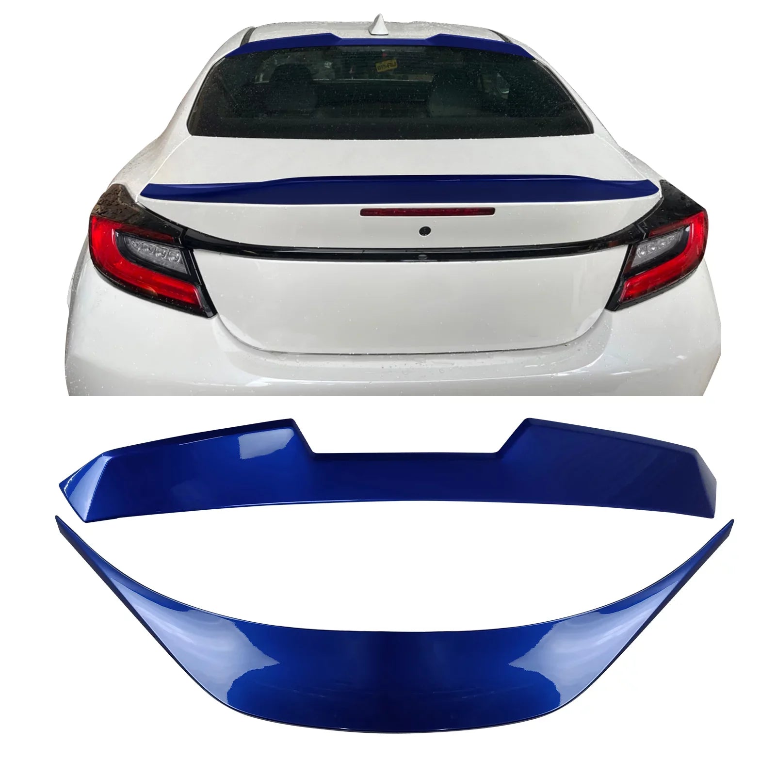 Ikon Motorsports Roof + Trunk Spoiler Compatible With 2022-2023 Subaru BRZ Toyota GR86, Painted #K7X Wr Blue Pearl/World Rally Blue ABS V Style Rear Window Visor Wing + TRD Style Trunk Spoiler