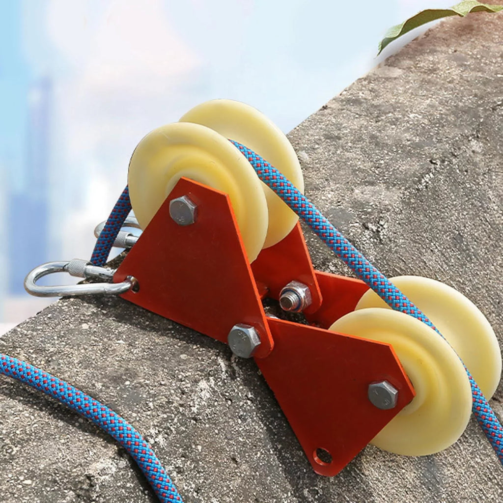 Outdoor Rock Climbing Hiking Mountaineering Abseiling Descending Double Rope Wheels Wear-Resistant Accessories