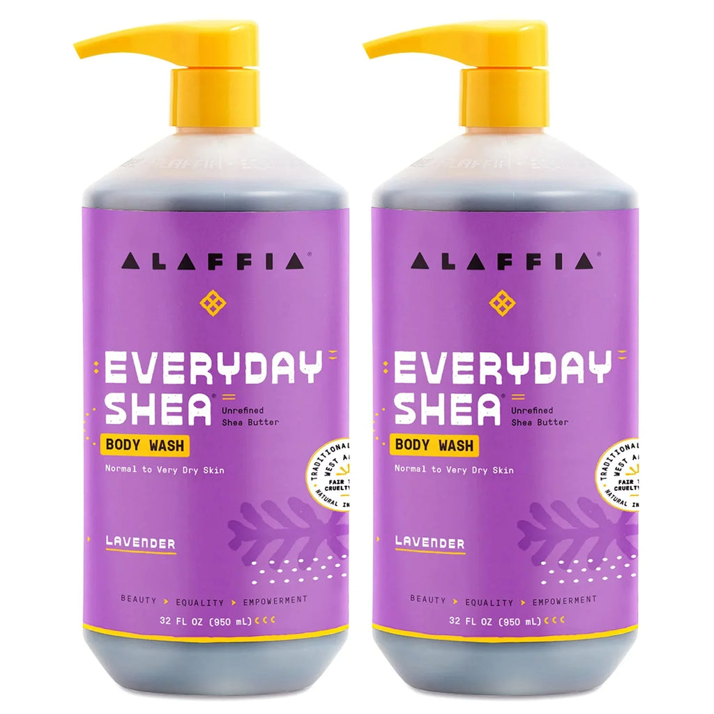 Alaffia Everyday Shea Body Wash, Shea Butter, Neem, And Coconut Oil, Lavender, 2 Pack - 32 Fl Oz Ea.