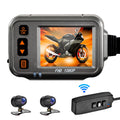Shinysix Motorcycle Dash Cam,WiFi Dual 1080p Motorbike Camera ,120° Wide Angle,Parking Monitoring, Timed Recording After Flameout Full Body Liquid Night Vision With 32G storage card