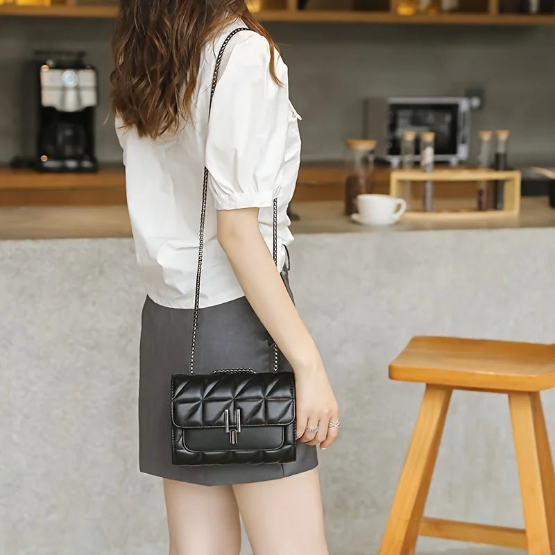 MICHROE Quilted Crossbody Women‘s Bag PU Leather Chic Lightweight Luxury Argyle Pattern Shoulder Purse With Chain Strap