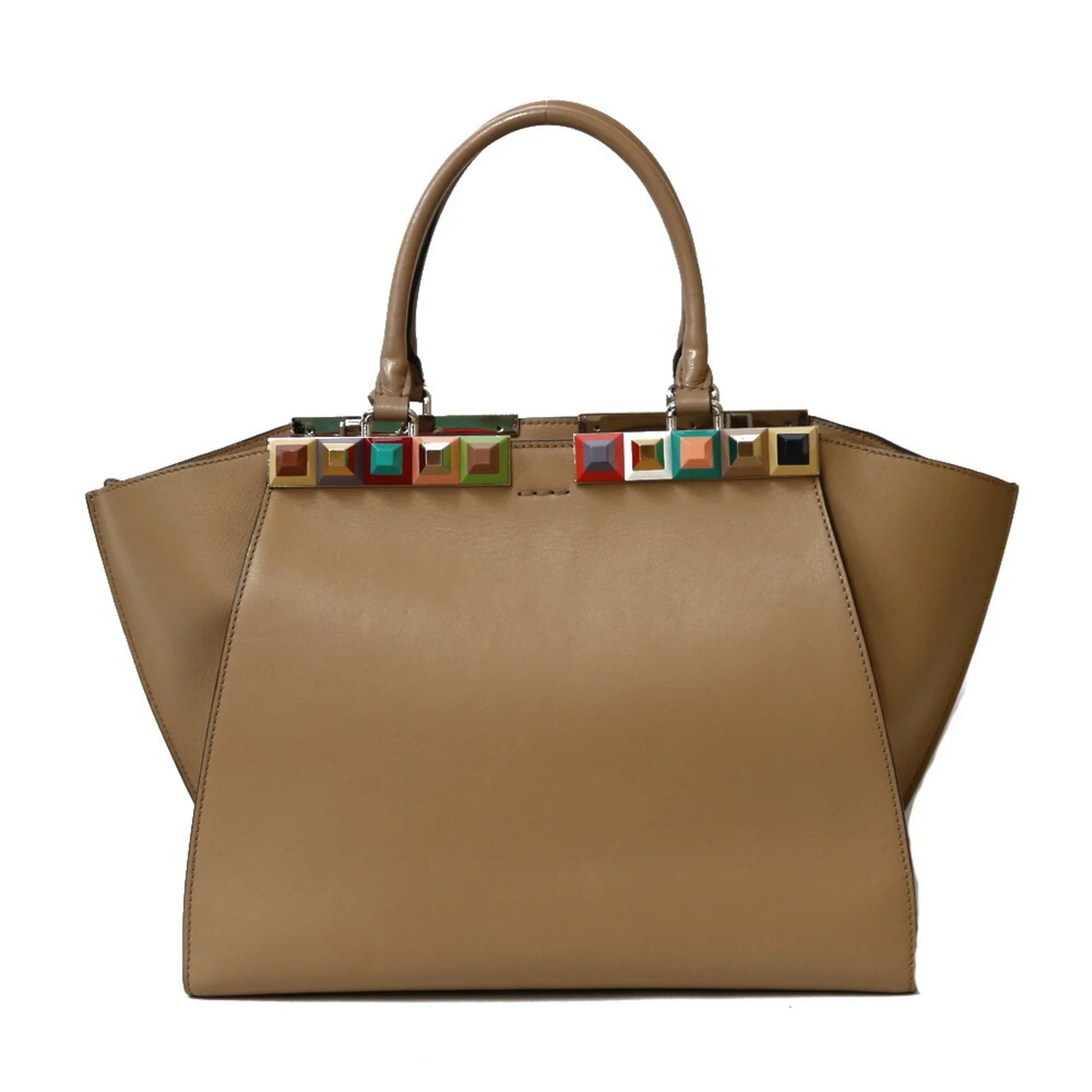 Pre-Owned FENDI Shoulder Bag Trois Heors Beige Women's Leather (Good)
