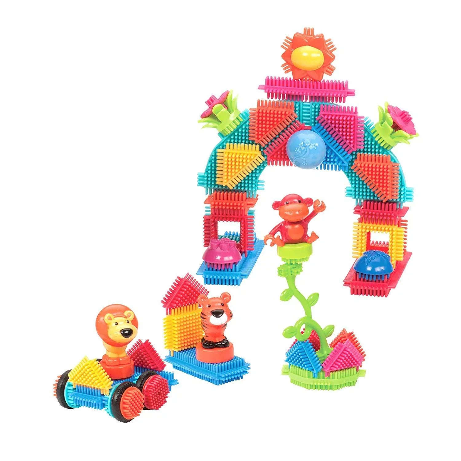 Bristle Blocks by Battat - The Official Bristle Blocks - 54Piece Jungle Adventures In A Tube - STEM Toys 3D Sensory Toy Blocks for Kids - Building Toys for Creativity & Dexterity - 2 Yr