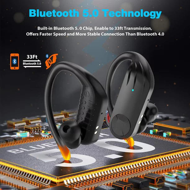 Wireless Earbuds 5.0 True Wireless Sport Earphones Built-in Mic in Ear Running Headset with Earhooks Charging Case Compatible with iPhone 13 Pro Max XS XR Android