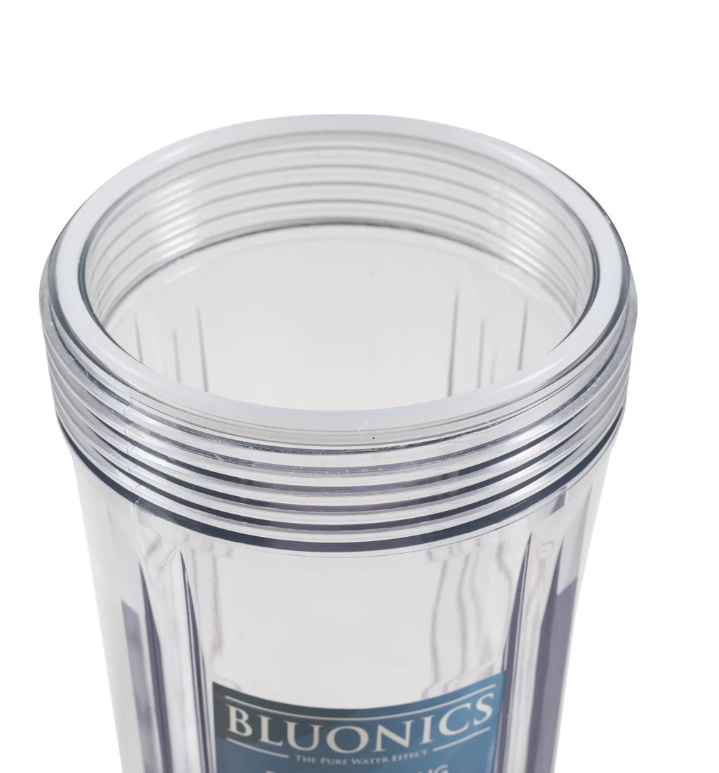 Two 20" Big Blue Whole House Liquid Filter w/Pleated Sediment & Carbon Filters Clear Blue Transparent Housings