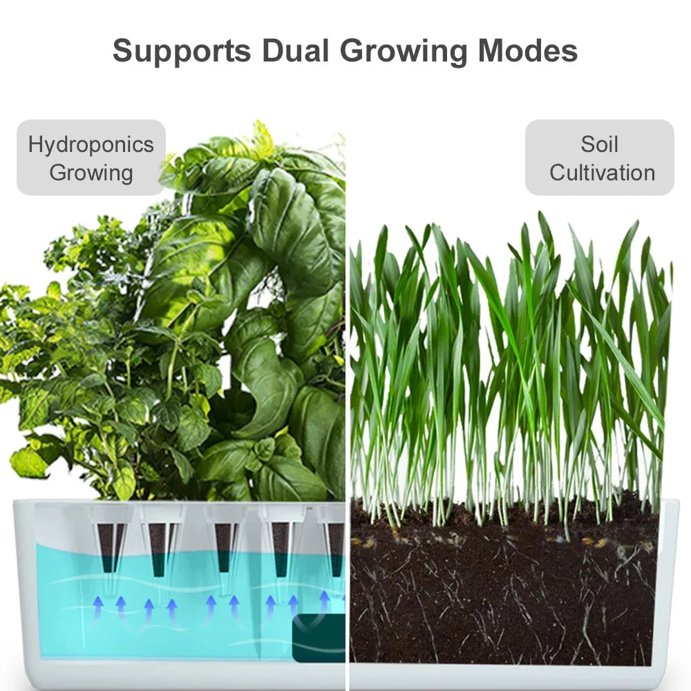 Smart Hydroponics Growing System Indoor Herb Garden Kit 9 Pods Automatic Timing with Height Adjustable 15W Grow 2L Tank Smart Pump for Home Office Kitchen