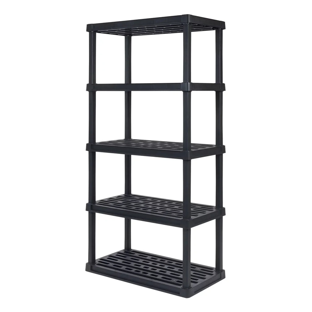 IRIS USA 5-Tier Large Plastic Rack Storage Shelf with 500 lb. Total Capacity, Black