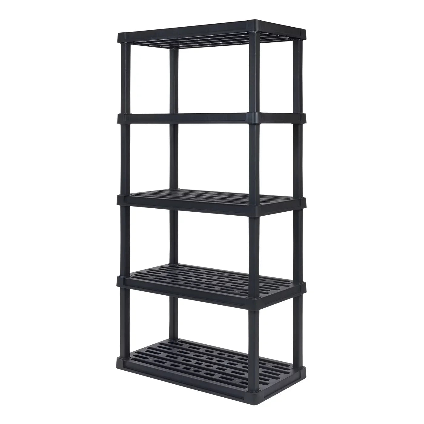 IRIS USA 5-Tier Large Plastic Rack Storage Shelf with 500 lb. Total Capacity, Black