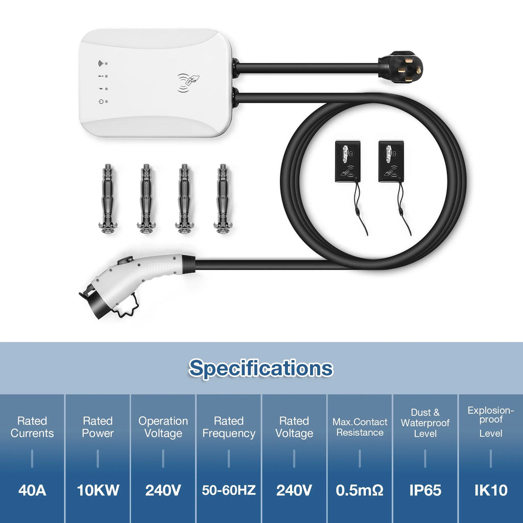 NEMA 14-50 Level 2 EV Charger Portable Electric Vehicle Charger with 25 ft Charging Cable, SAE J1772 Standard Plug (40 Amp, 240 Volt ) Indoor/Outdoor Car Charging Station NEMA 14-50