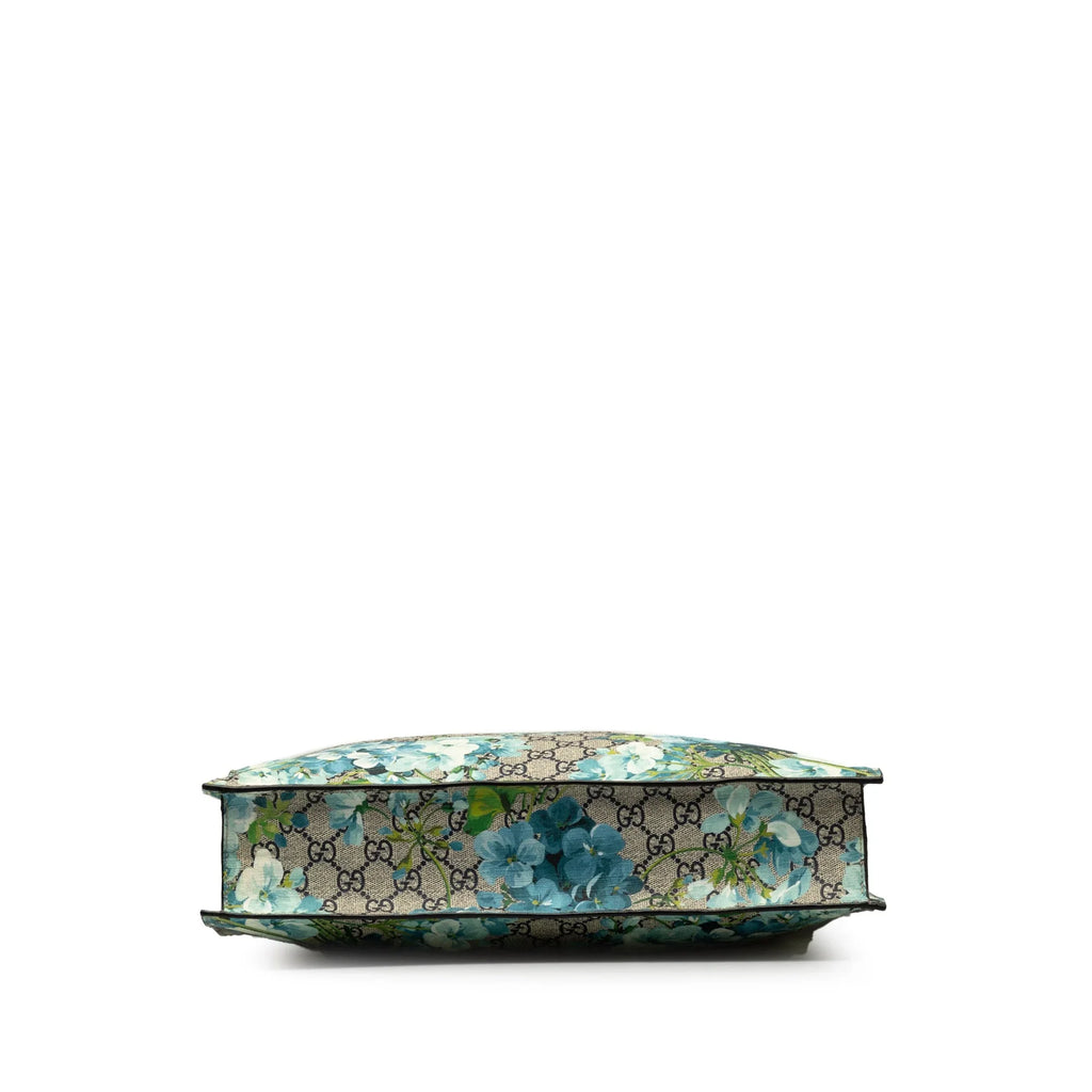 Pre-Owned Authenticated Gucci GG Supreme Blooms Convertible Soft Tote Coated Canvas Fabric Blue Satchel Unisex (Good)
