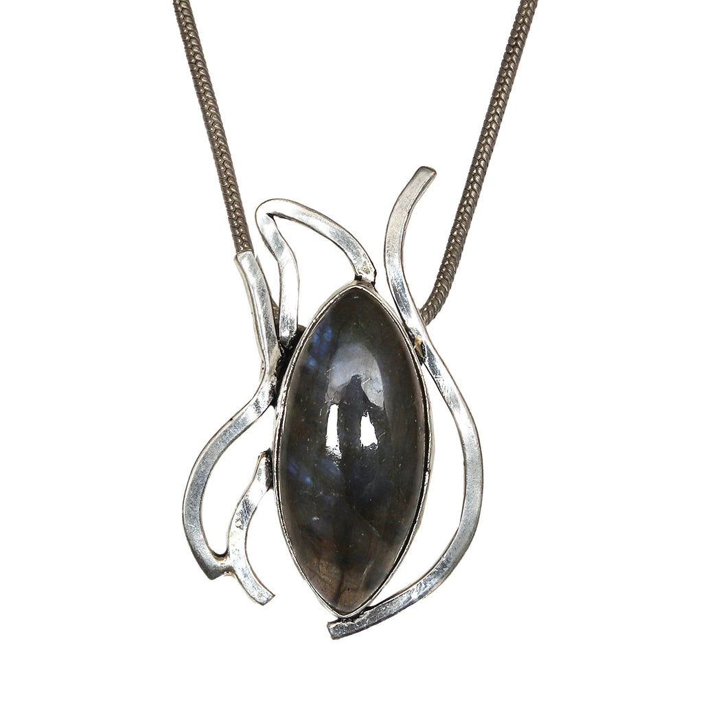 Silver 925 Sterling Garnet Gemstone Necklace Labradorite Jewelry Handmade