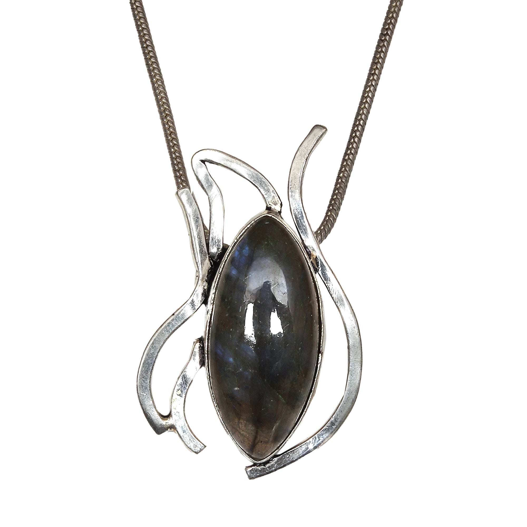 Silver 925 Sterling Garnet Gemstone Necklace Labradorite Jewelry Handmade