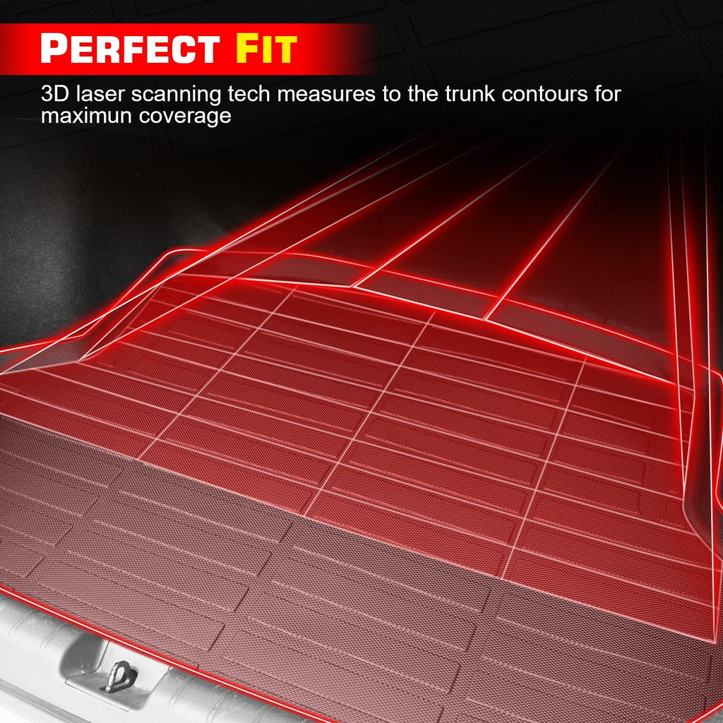 Ikon Motorsports Trunk Mat Compatible With 2021-2023 Ford Bronco 4-Door, Black Car Auto TPE 3D Molded Rear Cargo Cover All Weather Boot Liner Protector Pad