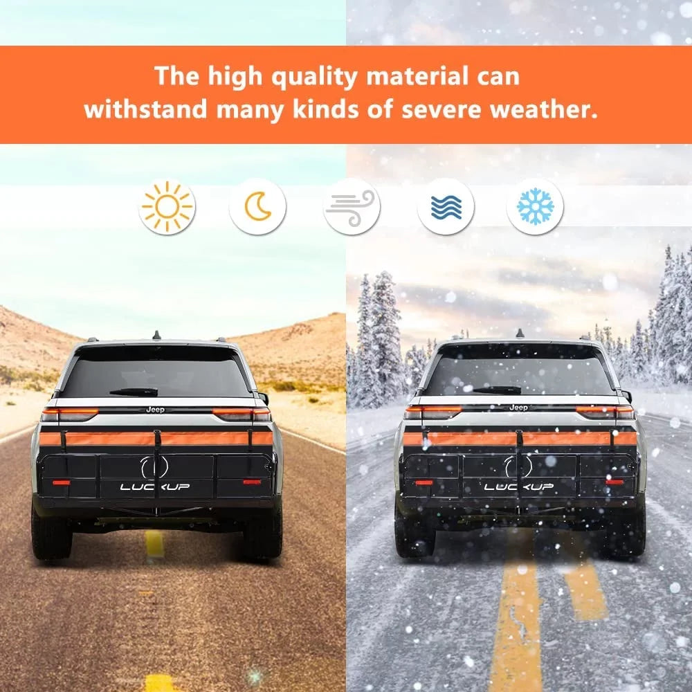 LUCKUP Trailer Hitch Cargo Bag Hitch Cargo Carrier Bag 20 Cubic Feet 100% Fluid Include 6 Reinforced Straps Reflective Strip Design, Fits All Vehicles with Steel Cargo Basket, 59Lx24Wx24H,560L