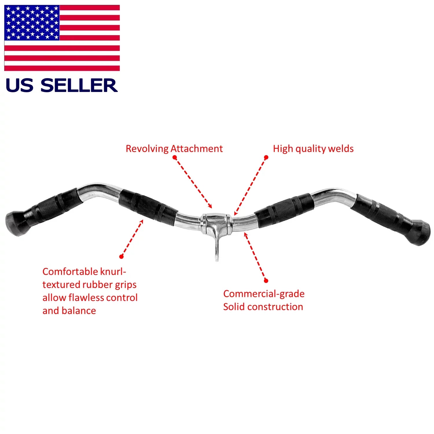 Fitness Maniac tricep pull down cable attachment machine attachments for gym exercise handle triceps tricept accessories home men bar pushdown workout 30 inches curl bar