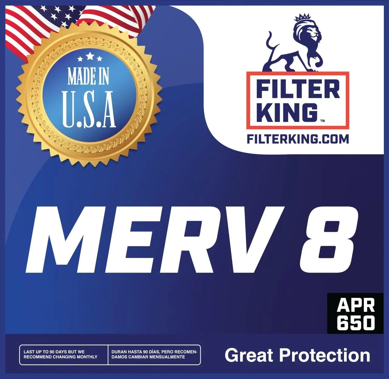 Filter King 16.5x12.5x1 Air Filter | 4-PACK | MERV 8 HVAC Pleated A/C Furnace Filters | MADE IN USA | Actual Size: 16.5 x 12.5 x .75"