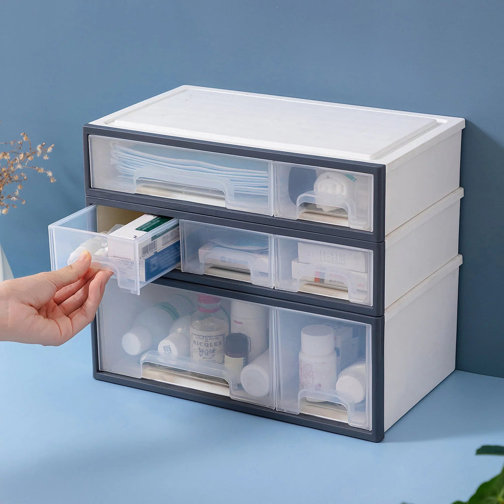 Organize storage box for multi-scene use, ROSELIFE [TFAC] Desktop Organizer, 4 Pieces, 4 Drawers, 5 Slots, Transparent