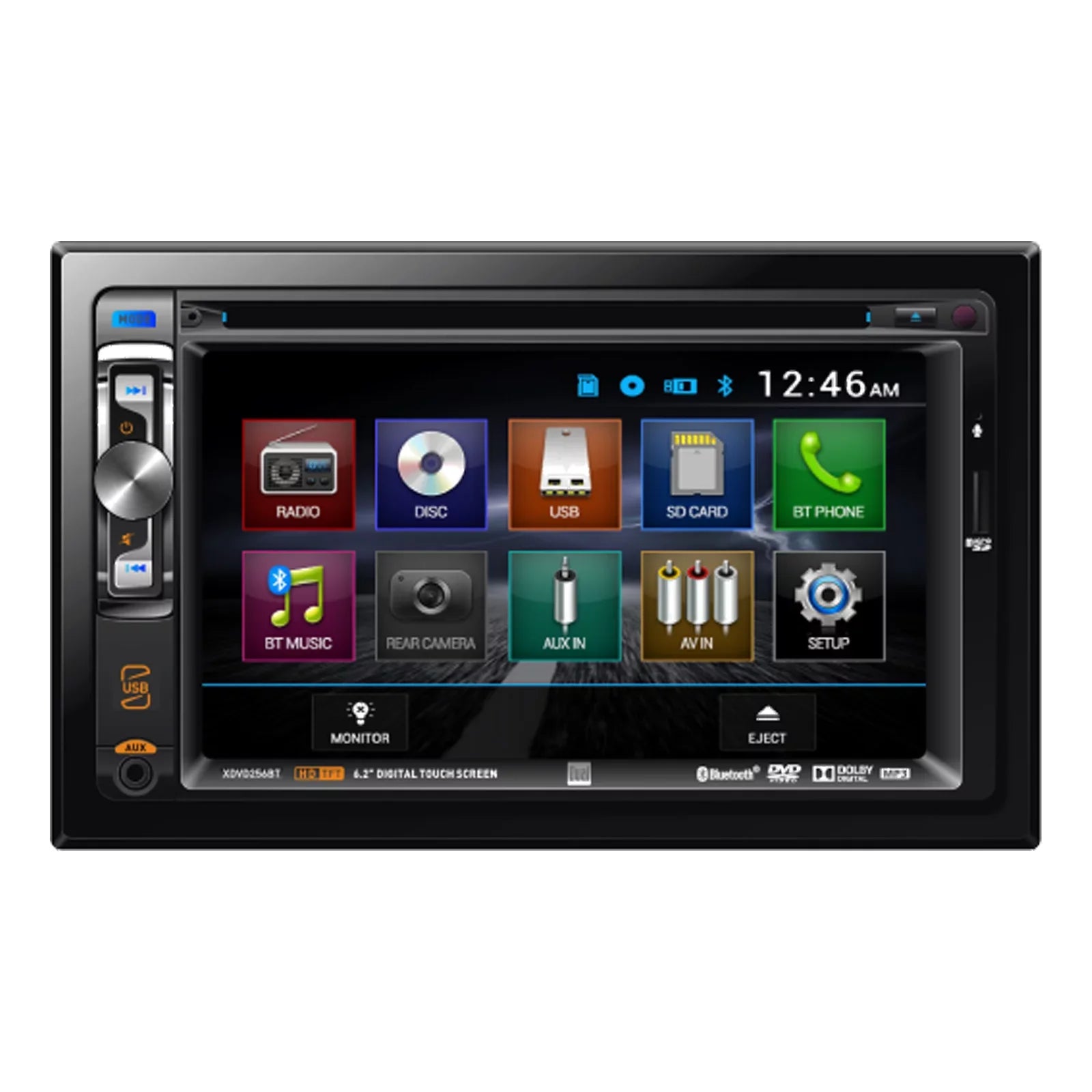 Enrock Dual XDVD256BT Double-DIN 6.2" Monitor USB DVD CD MP3 Bluetooth Stereo Car Audio Receiver, Scosche FD1426B Dash Install Kit, with FD23B Radio Wire Harness, Fits 2004-Up Select Ford