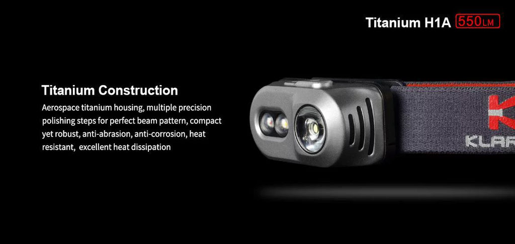 Klarus H1A Rechargeable Headlamp -550 Lumens -CREE XP-L V6 LED -Battery Included